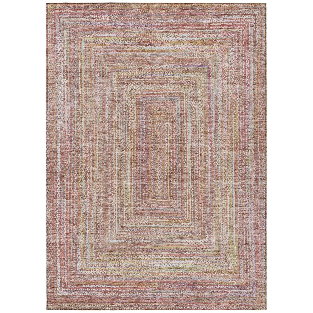 5' X 8' Rust Mauve And Coral Geometric Washable Indoor Outdoor Area Rug HomeRoots