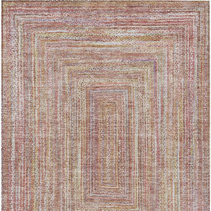 5' X 8' Rust Mauve And Coral Geometric Washable Indoor Outdoor Area Rug HomeRoots