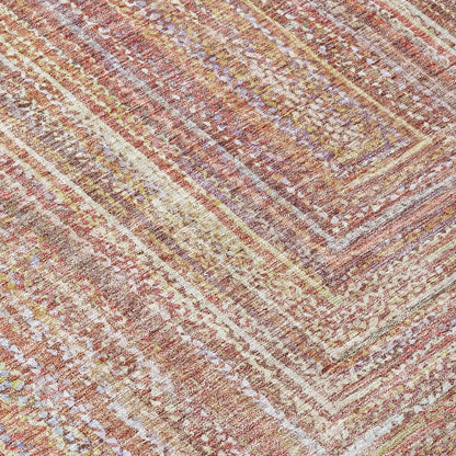 5' X 8' Rust Mauve And Coral Geometric Washable Indoor Outdoor Area Rug HomeRoots