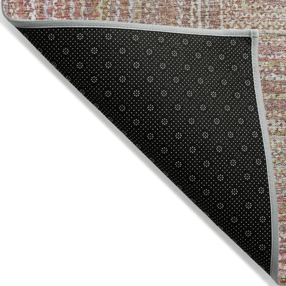 8' X 10' Rust Mauve And Coral Geometric Washable Indoor Outdoor Area Rug HomeRoots