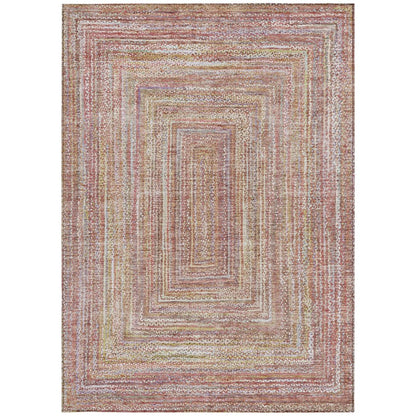 9' X 12' Rust Mauve And Coral Geometric Washable Indoor Outdoor Area Rug HomeRoots