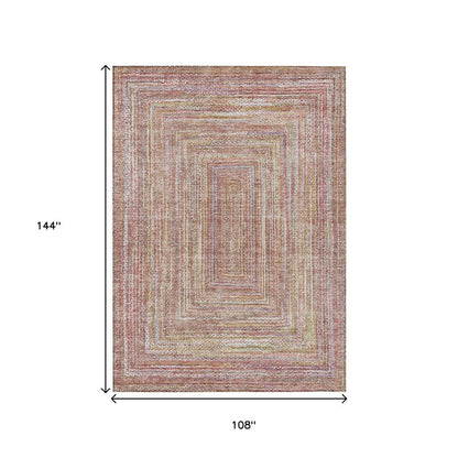 9' X 12' Rust Mauve And Coral Geometric Washable Indoor Outdoor Area Rug HomeRoots