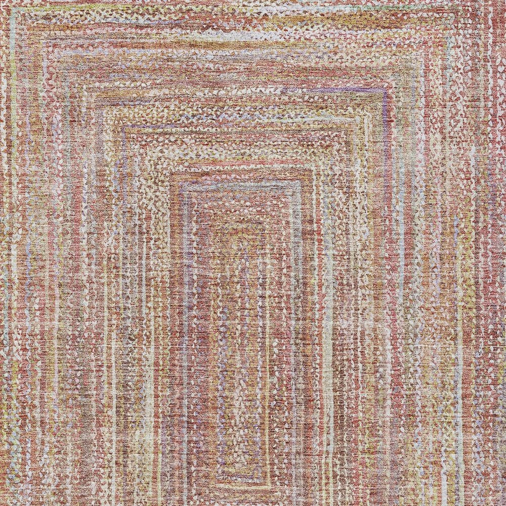 9' X 12' Rust Mauve And Coral Geometric Washable Indoor Outdoor Area Rug — view 5