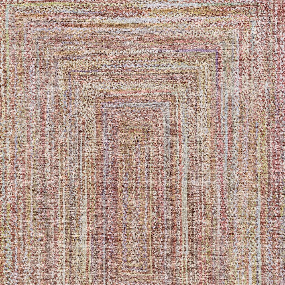 9' X 12' Rust Mauve And Coral Geometric Washable Indoor Outdoor Area Rug — view 13