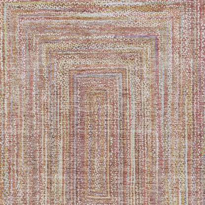 9' X 12' Rust Mauve And Coral Geometric Washable Indoor Outdoor Area Rug