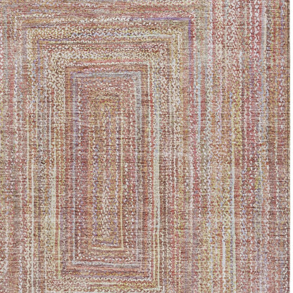 10' X 14' Rust Mauve And Coral Geometric Washable Indoor Outdoor Area Rug HomeRoots