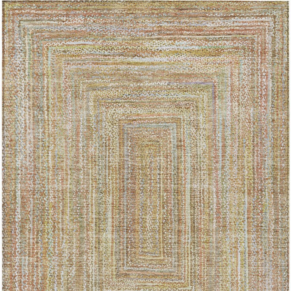 3' X 5' Tan Beige And Gold Geometric Washable Indoor Outdoor Area Rug — view 6