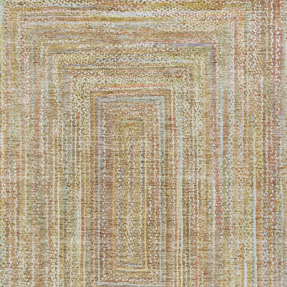 3' X 5' Tan Beige And Gold Geometric Washable Indoor Outdoor Area Rug — view 5