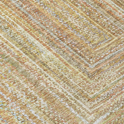 5' X 8' Tan Beige And Gold Geometric Washable Indoor Outdoor Area Rug HomeRoots