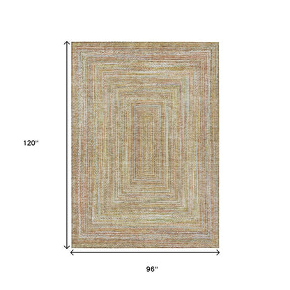 8' X 10' Tan Beige And Gold Geometric Washable Indoor Outdoor Area Rug HomeRoots