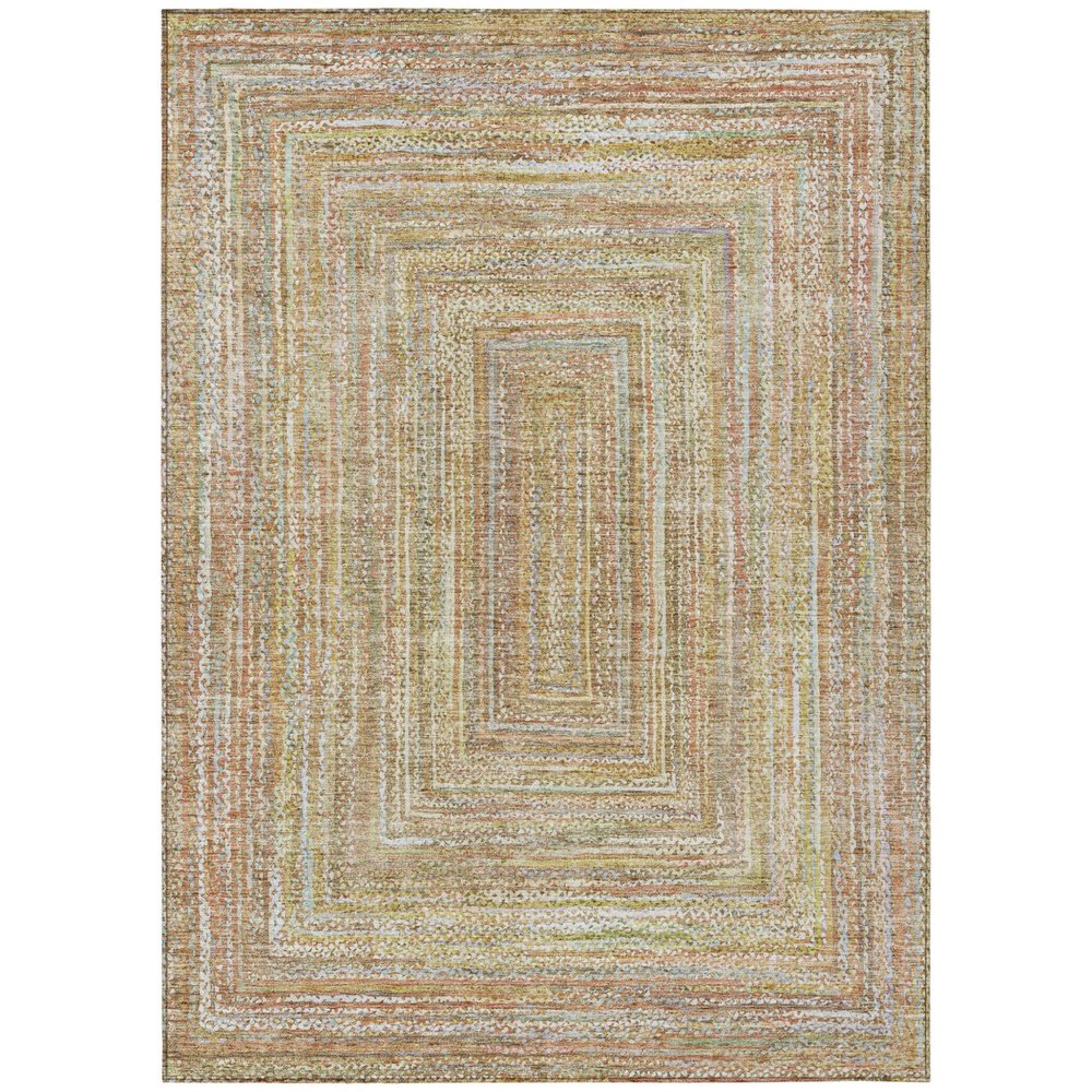 8' X 10' Tan Beige And Gold Geometric Washable Indoor Outdoor Area Rug HomeRoots