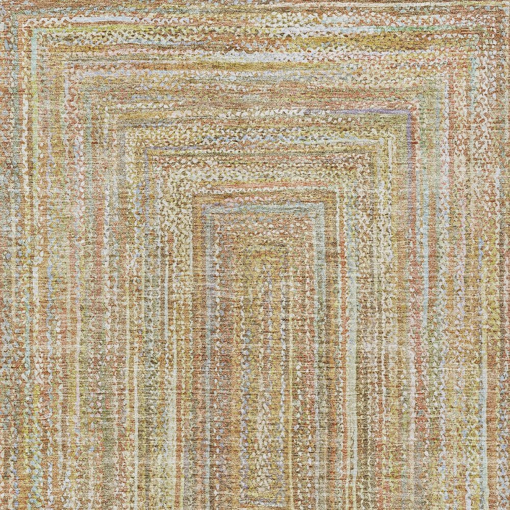 8' X 10' Tan Beige And Gold Geometric Washable Indoor Outdoor Area Rug — view 5