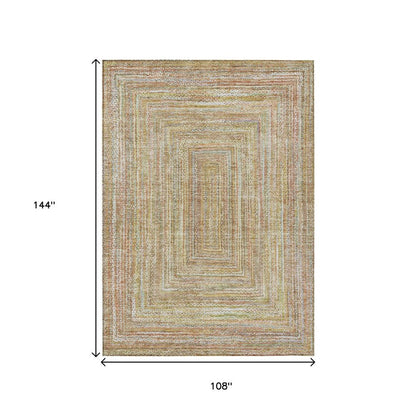 9' X 12' Tan Beige And Gold Geometric Washable Indoor Outdoor Area Rug HomeRoots