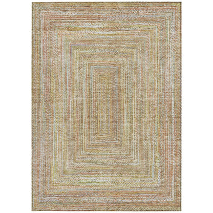 10' X 14' Tan Beige And Gold Geometric Washable Indoor Outdoor Area Rug HomeRoots