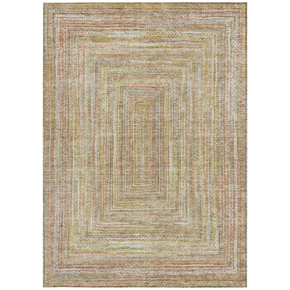 10' X 14' Tan Beige And Gold Geometric Washable Indoor Outdoor Area Rug — view 7