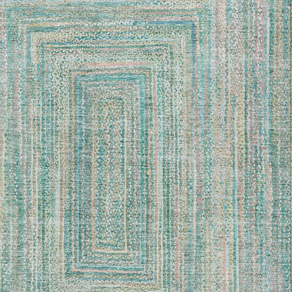 3' X 5' Teal Blue Beige And Ivory Geometric Washable Indoor Outdoor Area Rug HomeRoots