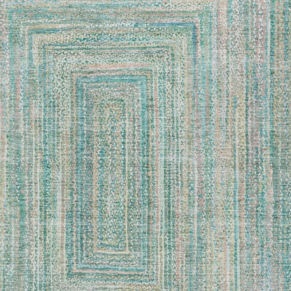 10' X 14' Teal Blue Beige And Ivory Geometric Washable Indoor Outdoor Area Rug HomeRoots