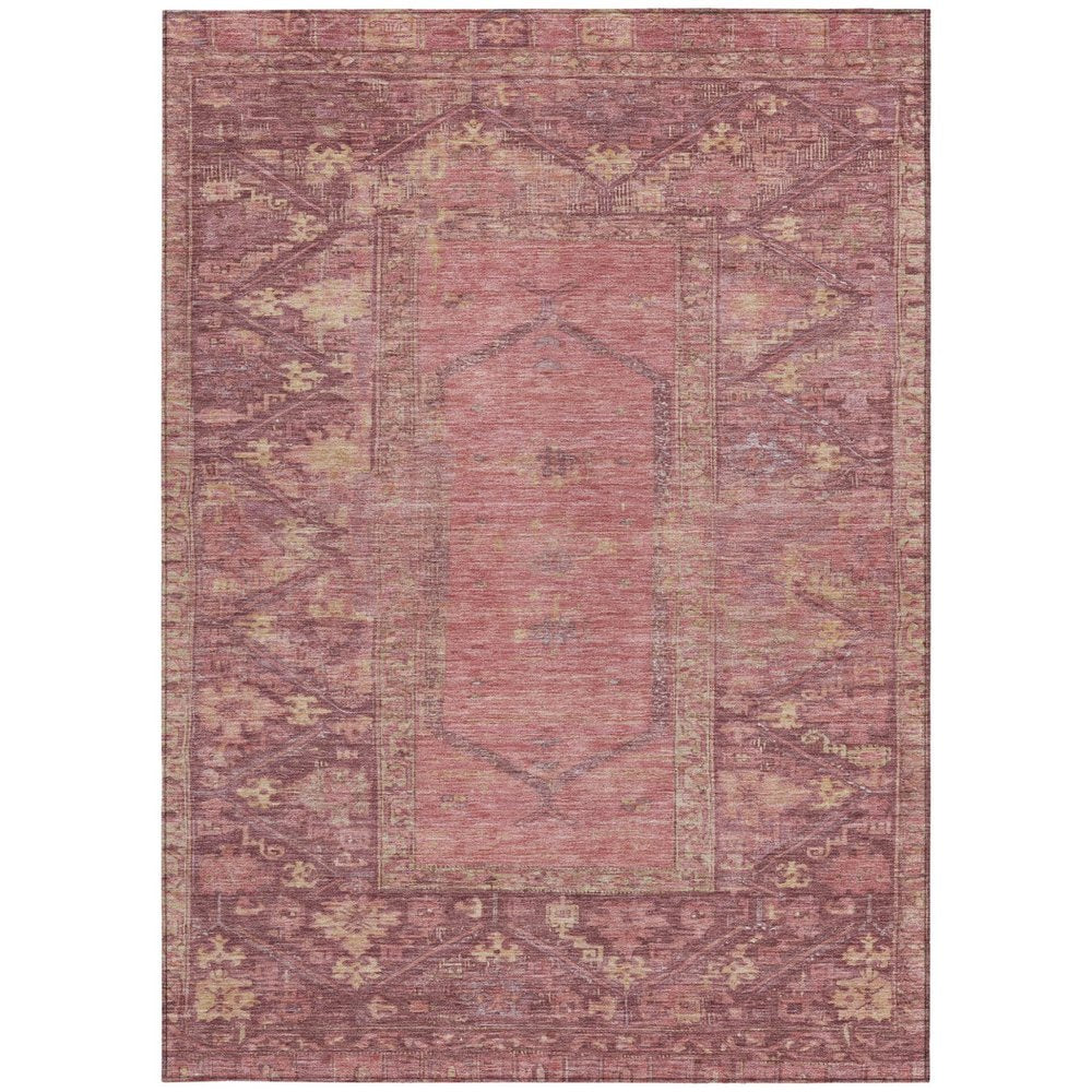 5' X 8' Blush And Pink Oriental Washable Indoor Outdoor Area Rug HomeRoots