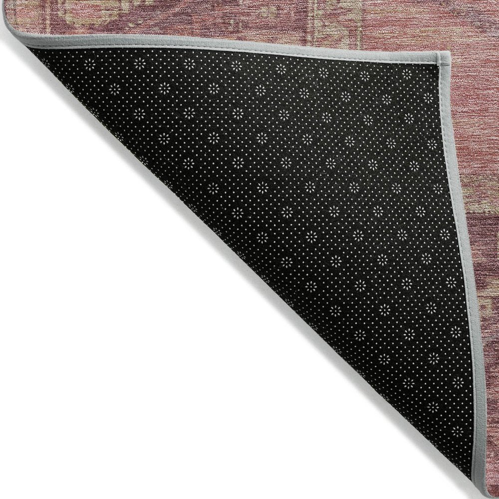 5' X 8' Blush And Pink Oriental Washable Indoor Outdoor Area Rug — view 2