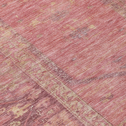 5' X 8' Blush And Pink Oriental Washable Indoor Outdoor Area Rug HomeRoots