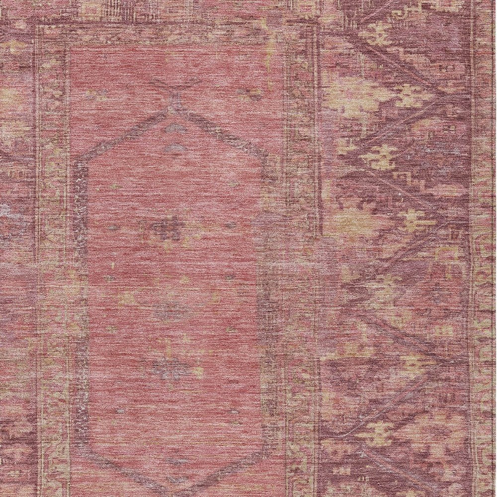 8' X 10' Blush And Pink Oriental Washable Indoor Outdoor Area Rug HomeRoots