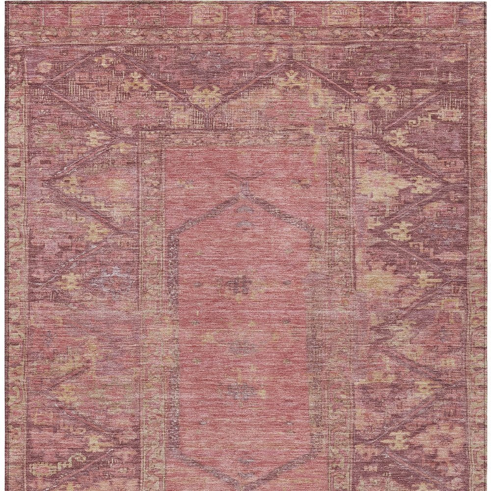 9' X 12' Blush And Pink Oriental Washable Indoor Outdoor Area Rug HomeRoots