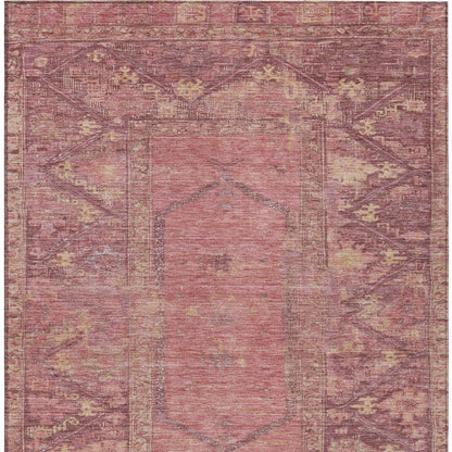 9' X 12' Blush And Pink Oriental Washable Indoor Outdoor Area Rug HomeRoots