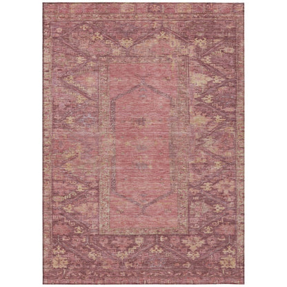9' X 12' Blush And Pink Oriental Washable Indoor Outdoor Area Rug HomeRoots