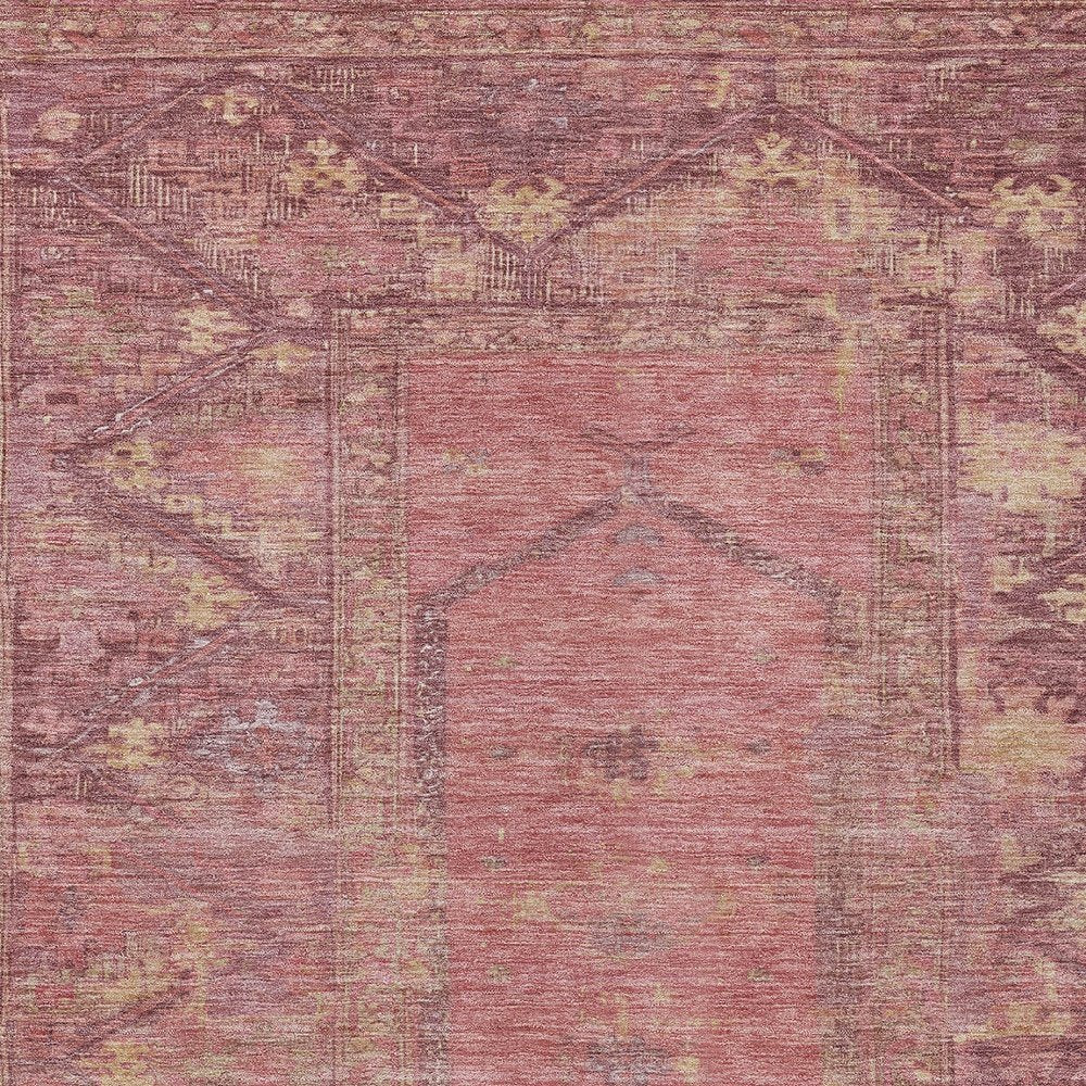 9' X 12' Blush And Pink Oriental Washable Indoor Outdoor Area Rug — view 5