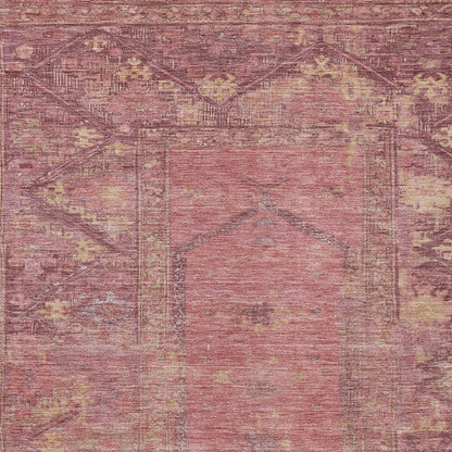 9' X 12' Blush And Pink Oriental Washable Indoor Outdoor Area Rug HomeRoots