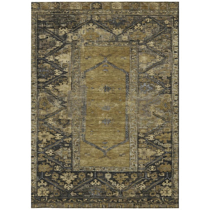 3' X 5' Brown And Charcoal Oriental Washable Indoor Outdoor Area Rug HomeRoots