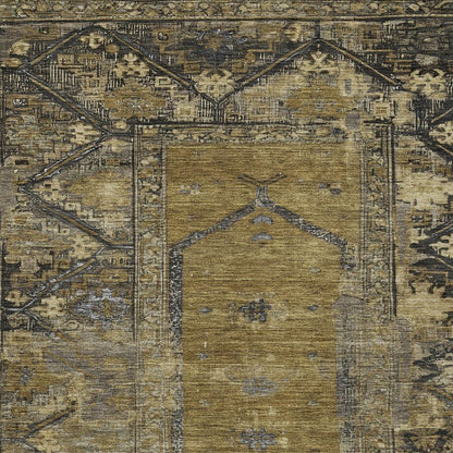 3' X 5' Brown And Charcoal Oriental Washable Indoor Outdoor Area Rug HomeRoots