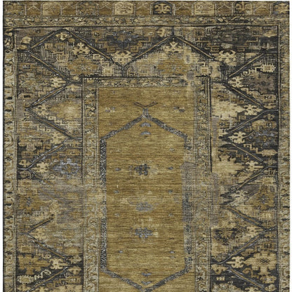 8' X 10' Brown And Charcoal Oriental Washable Indoor Outdoor Area Rug
