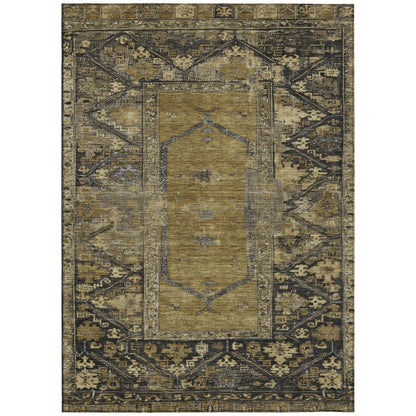 8' X 10' Brown And Charcoal Oriental Washable Indoor Outdoor Area Rug HomeRoots