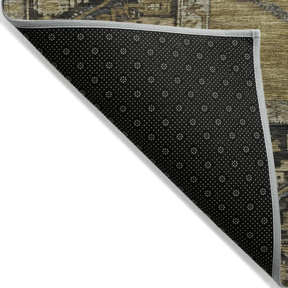 8' X 10' Brown And Charcoal Oriental Washable Indoor Outdoor Area Rug HomeRoots