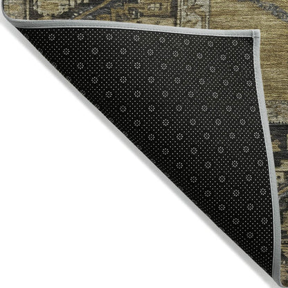 8' X 10' Brown And Charcoal Oriental Washable Indoor Outdoor Area Rug HomeRoots