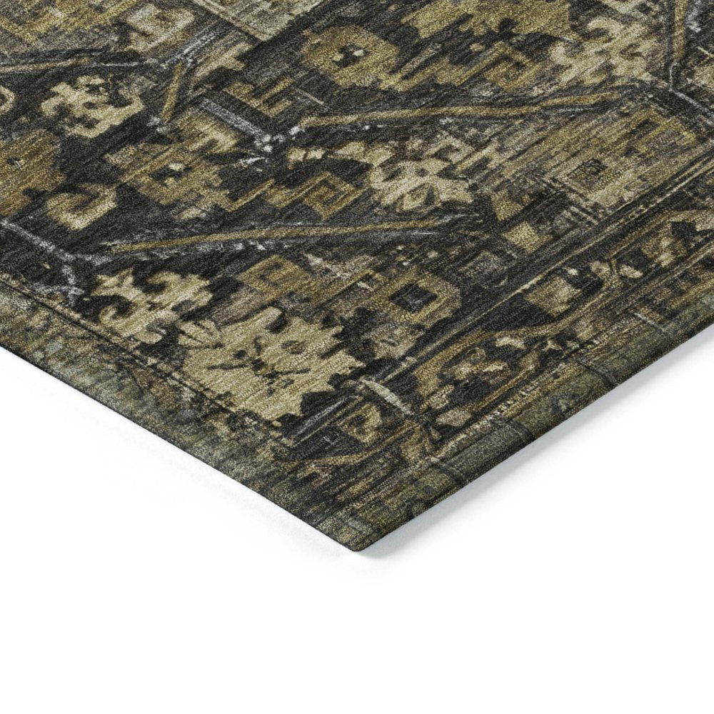 8' X 10' Brown And Charcoal Oriental Washable Indoor Outdoor Area Rug — view 3
