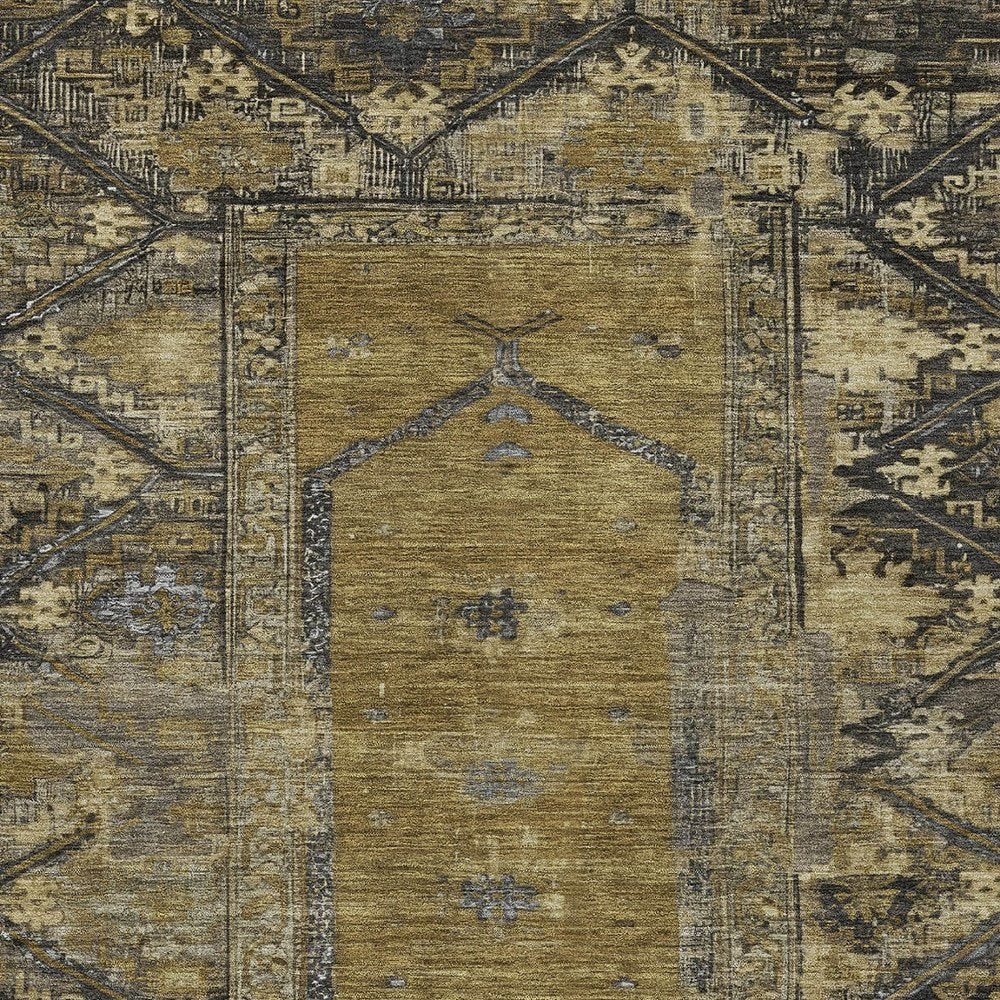 8' X 10' Brown And Charcoal Oriental Washable Indoor Outdoor Area Rug HomeRoots