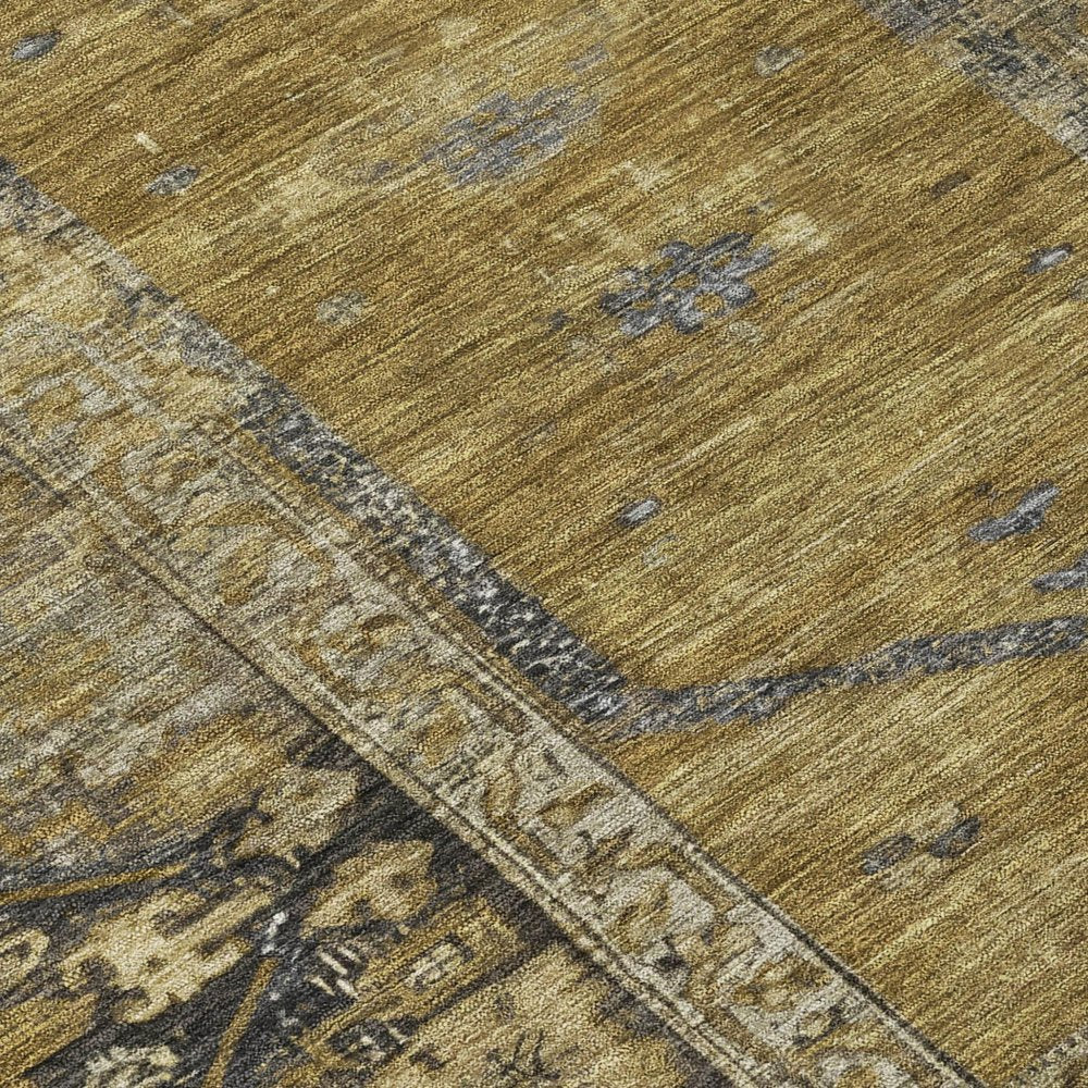 8' X 10' Brown And Charcoal Oriental Washable Indoor Outdoor Area Rug — view 4