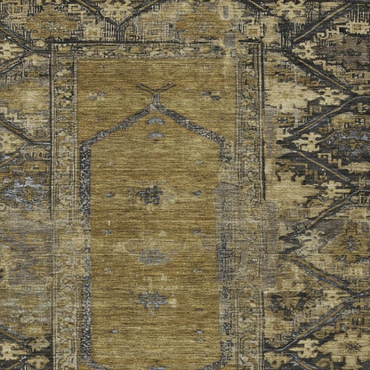 10' X 14' Brown And Charcoal Oriental Washable Indoor Outdoor Area Rug HomeRoots
