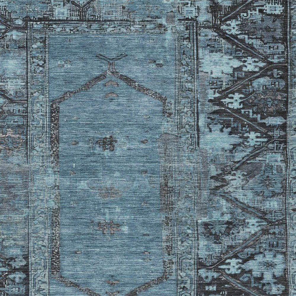 5' X 8' Blue And Gray Oriental Washable Indoor Outdoor Area Rug HomeRoots
