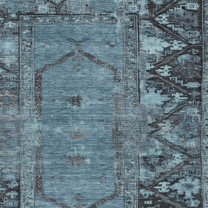 5' X 8' Blue And Gray Oriental Washable Indoor Outdoor Area Rug HomeRoots