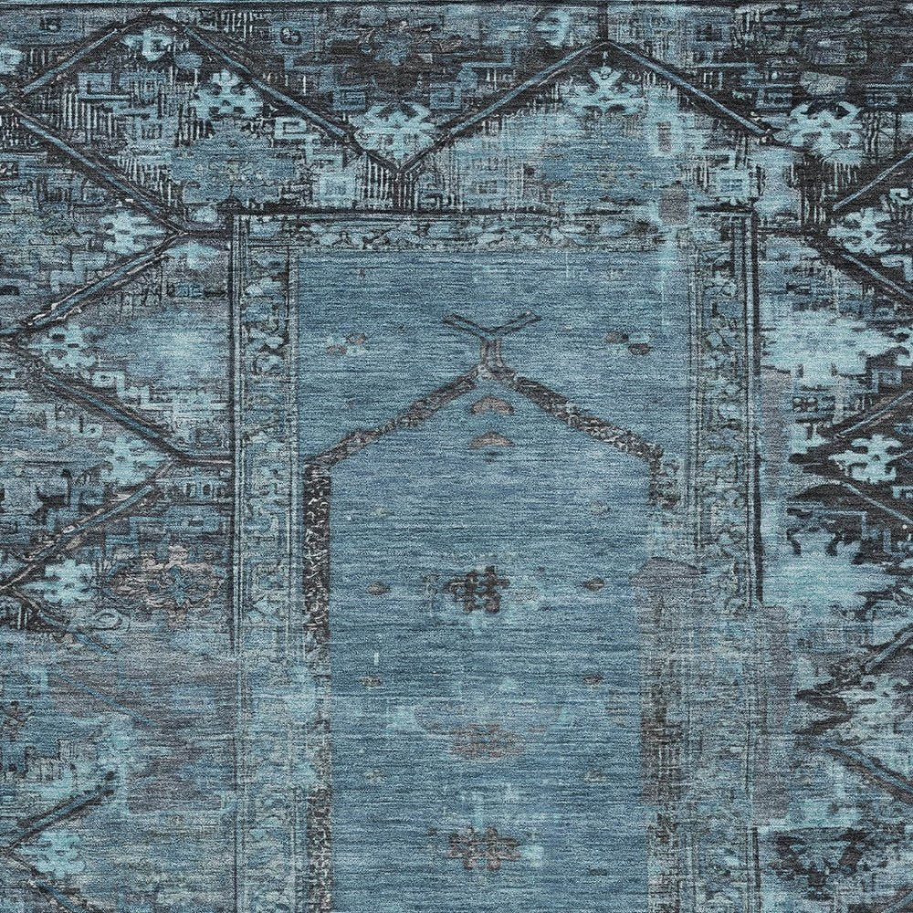 10' X 14' Blue And Gray Oriental Washable Indoor Outdoor Area Rug HomeRoots