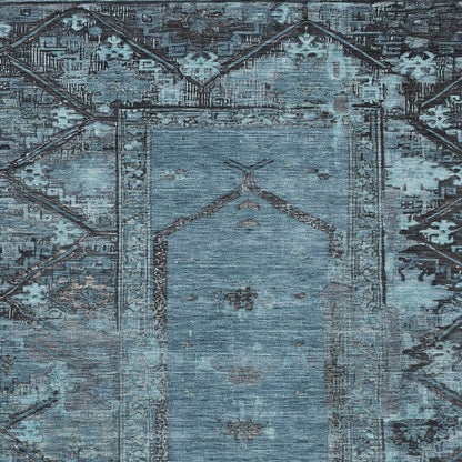 10' X 14' Blue And Gray Oriental Washable Indoor Outdoor Area Rug HomeRoots