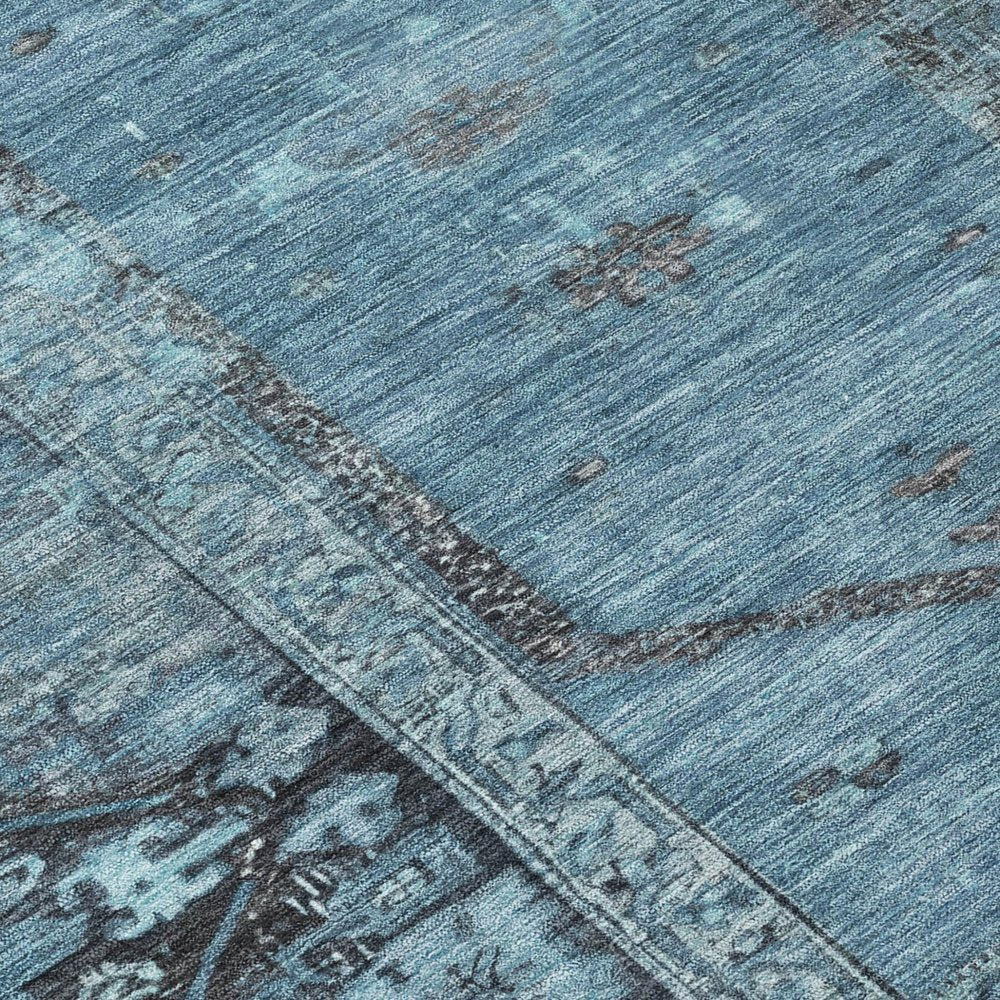 10' X 14' Blue And Gray Oriental Washable Indoor Outdoor Area Rug HomeRoots