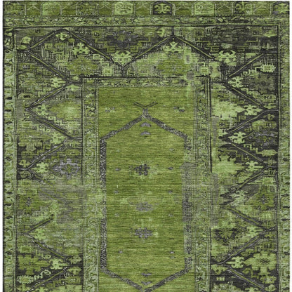 3' X 5' Olive Green And Gray Oriental Washable Indoor Outdoor Area Rug HomeRoots