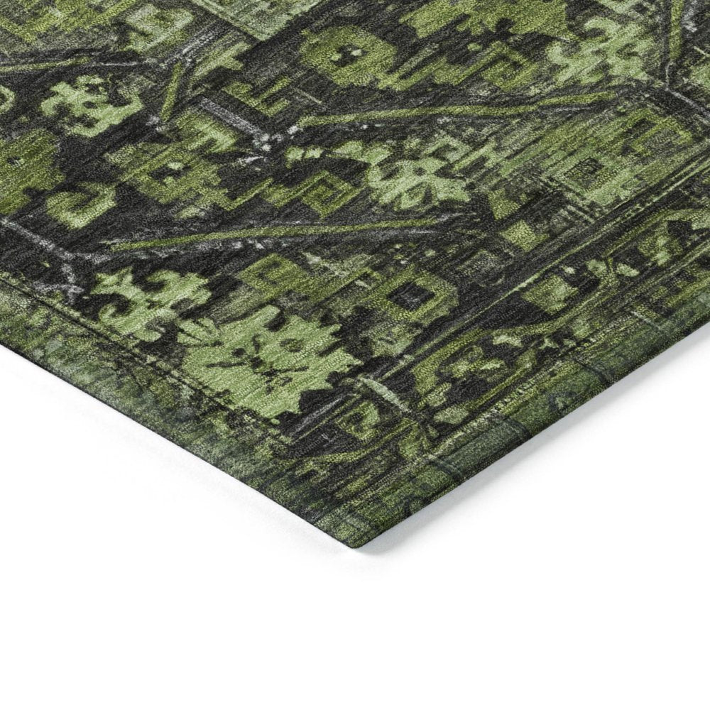 5' X 8' Olive Green And Gray Oriental Washable Indoor Outdoor Area Rug HomeRoots