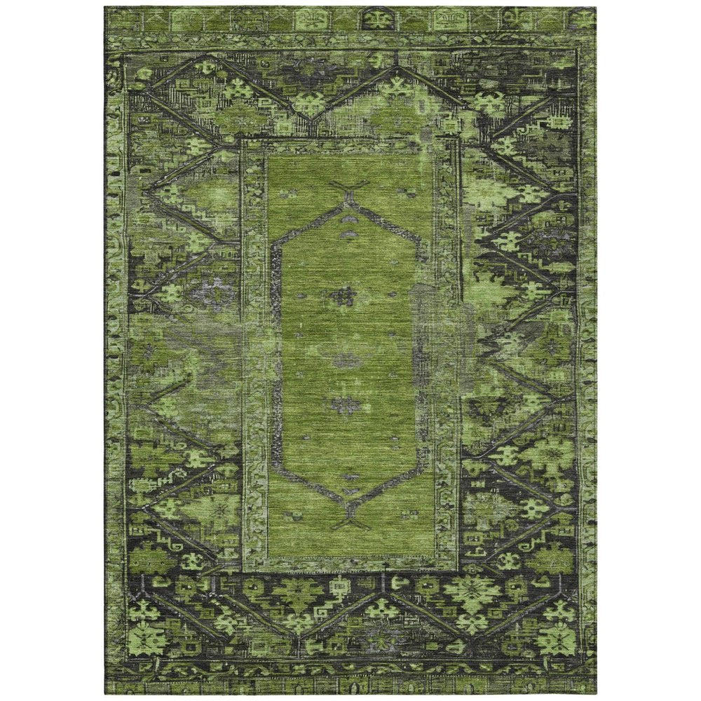 8' X 10' Olive Green And Gray Oriental Washable Indoor Outdoor Area Rug HomeRoots