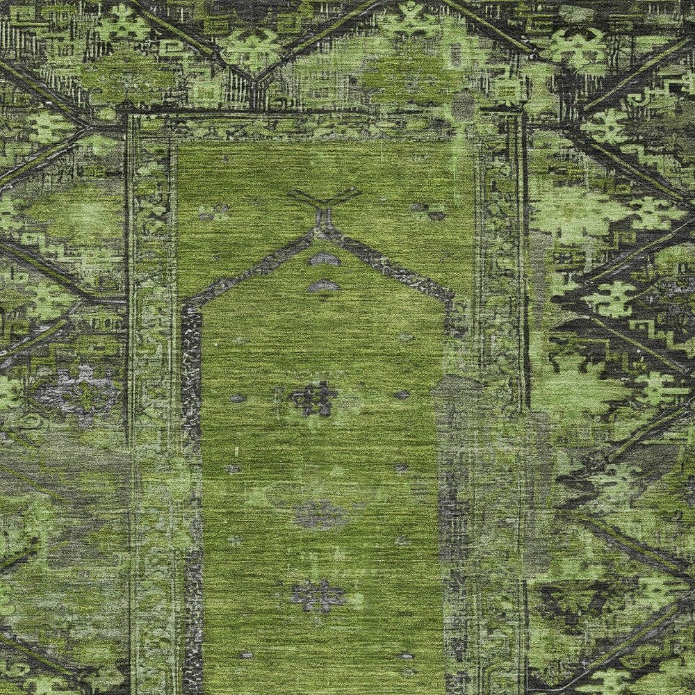 8' X 10' Olive Green And Gray Oriental Washable Indoor Outdoor Area Rug HomeRoots