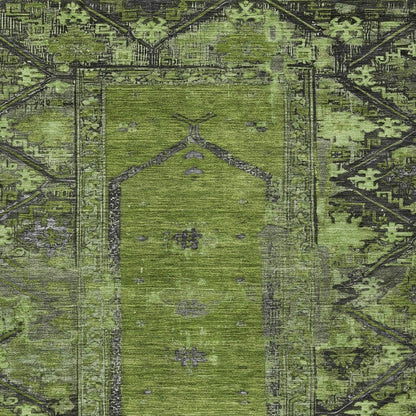 8' X 10' Olive Green And Gray Oriental Washable Indoor Outdoor Area Rug HomeRoots